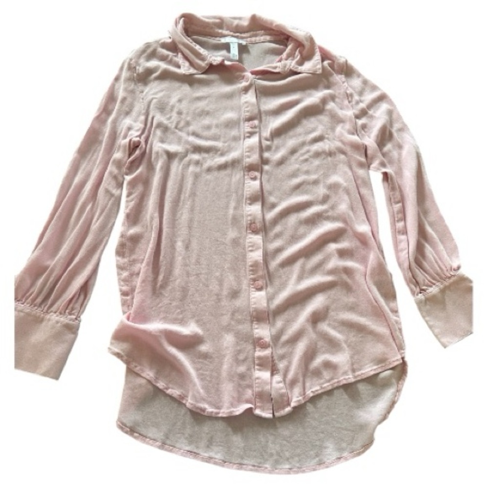 Leith light pink button down blouse long sleeve